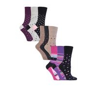 (37-42, Herzmischung) Gentle Grip - 9er Pack Damen Socken Ohne Gummi Baumwolle Mit Gemusterten Streifen