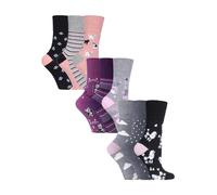 (37-42, Katzen und Hunde) Gentle Grip - 9er Pack Damen Socken Ohne Gummi Baumwolle Mit Gemusterten Streifen