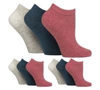 (37-42, Koralle / Grau / Blaugrün) Gentle Grip - 9 Paar Diabetiker Socken Damen Kurz | Gentle Grip | Sneaker Socken Extra Weit