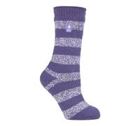 HEAT HOLDERS - Damen Extra Warm Innen Flauschig Thermosocken für Geschenk | Socken für Winter (DE/NL/SE/PL, Numerisch, 37, 42, Regular, Regular, Mulberry Lila/Weiß (Chunky Stripe))