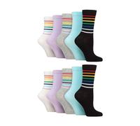 (37-42, Regenbogen) Wildfeet - 10er Pack Damen Bambus Jacquard Socken | Wildfeet | Lustige Gemusterte Socken