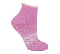 (37-42, Rosa) Sock Snob - Damen Kurz Wollsocken Antirutsch | Thermo Sneaker Socken mit ABS Rutschfest
