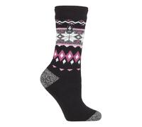 Heat Holders Lite - Womens isoliert thermische Socken | Mehrere Designs einschließlich Argyle Streifen Herzen Sterne | Warme Socken für den Winter - Schwarz (Lima) EU 37 - 42