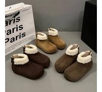 (37, Khaki) Women's Chelsea Boots Genuine Leather Autumn Winter Ankle Boots Fur Plush Women's Ankle Boots Retro Warm Female Shoes