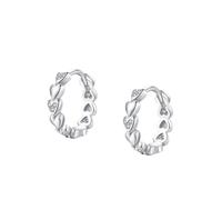 375 Weißgold Echte Ohrringe mit Rund Moissanit, Herz 9K Creole Hoop