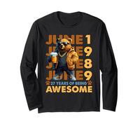 37th Birthday Bear Beer June 1989 Vintage 37 Years Old Langarmshirt