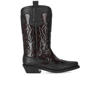 38 GANNI SCHWARZER TEXANISCHER STIEFEL MIT REPTILIEN-EFFEKT