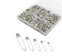 380 Stück Silberne Sicherheitsnadeln Set - 5 Größen von 28 mm bis 55 mm, Edelstahl mit Nikkelüberzug für Handarbeit, Nähen und DIY