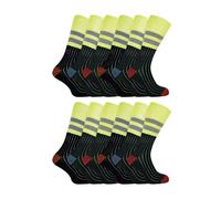 (39-45, 12er-Pack) Sock Snob - 3er Pack Strapazierfähige Hi Viz Arbeitssocken Für Herren Aus Baumwolle