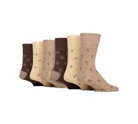 (39-45, Beigefarbenes Symbol) Gentle Grip - 6er Pack Herren Socken Comfort Ohne Gummi Bund | Gentle Grip Socken Baumwolle