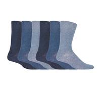 (39-45, Blau) IOMI - IOMI - 6er Pack Herren Baumwolle Socken Ohne Gummi | Diabetikersocken Extra Weit