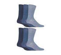 (39-45, Blues) Gentle Grip - Sanfter Griff - 6er Pack Diabetiker Socken Herren mit Honigwaben Oberseite