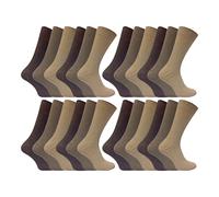 (39-45, Braun) Sock Snob - 24 Paar bequeme Herrensocken aus 100 % Baumwolle im Multipack