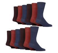 (39-45, Gebranntes Orange / Blau / Burgunderrot) IOMI - IOMI - 12 Paar Herren Diabetikersocken Extra Weit Ohne Gummi