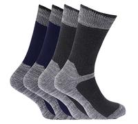 (39-45, Grau / Marine) Sock Snob - 4 Paar Herren Socken Verstärkter Ferse | Baumwolle Stiefelsocken mit Stahlkappen