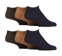 (39-45, Ocker / Marineblau / Grünes Khaki) Gentle Grip - 6er Pack Diabetikersocken Herren Sneaker | Gentle Grip | Extra Weit Kurz Socken