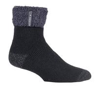 HEAT HOLDERS - Herren Flauschig Innenfell Uni und Gestreift Bettsocken/Kuschelsocken für Zuhause (Schwarz (Olwen), 39-45 EU)