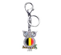 3D Belgien Flagge Eule Form Metall Schlüsselanhänger Souvenir Tasche Dekoration Männer Frauen Anhänger Zubehör Geschenk