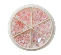 3D Blumen Nagel Charms, Rosen Kunst, runde Perlen, Strasssteine für Nageldekorationen, runde Rosen Perlen, Dekorationen