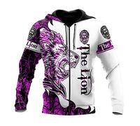3D-Druck Löwe Tattoo Mode Harajuku Tier Hoodie Jacke Herren Zipper Sweatshirt Streetwear, Zip Hoodies, XXL