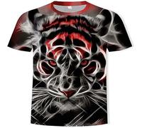 3D Druck T-Shirt，Tshirt Herren Lion Tiger 3D Unisex T Shirts Mit Tiger 3D Drucken Kurzarm Sommer Männer Herren T-Shirt Polyester S-6XL (H,3XL)