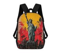 3D-gedruckter Kinder-Schulrucksack Expressionist Statue of Liberty - Bold Contemporary Art Reinterpretation Für Kinder, Hohes Fassungsvermögen, Modischer Reiserucksack, Schulrucksack Für Kinder, Lässi