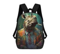 3D-gedruckter Kinder-Schulrucksack Hippie Rhino Smoking Für Kinder, Hohes Fassungsvermögen, Modischer Reiserucksack, Schulrucksack Für Kinder, Lässiger Rucksack 17inch