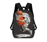 3D-gedruckter Kinderrucksack Astronaut Basketball Schulrucksack Mit Hohem Fassungsvermögen, Reiserucksack Für Jungen, Grund- Und Mittelschüler 17inch