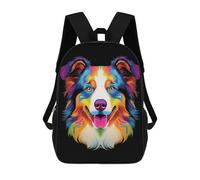 3D-gedruckter Kinderrucksack Australian Shepherd Dog Schulrucksack, Modisch, Lässig, Leicht, Für Schule, Uni Und Reisen 17inch