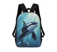 3D-gedruckter Kinderrucksack Baby Orca in Blue Water Schulrucksack, Modisch, Lässig, Leicht, Für Schule, Uni Und Reisen 17inch
