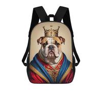3D-gedruckter Kinderrucksack Bulldog King Schulrucksack, Modisch, Lässig, Leicht, Für Schule, Uni Und Reisen 17inch