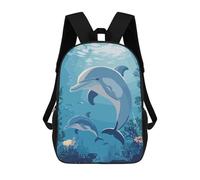 3D-gedruckter Kinderrucksack Dolphins Underwater Schulrucksack, Modisch, Lässig, Leicht, Für Schule, Uni Und Reisen 17inch