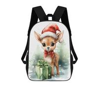 3D-gedruckter Kinderrucksack Jolly Happy Deer Christmas Schulrucksack, Modisch, Lässig, Leicht, Für Schule, Uni Und Reisen 17inch