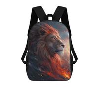 3D-gedruckter Kinderrucksack Lion Face Anime Animal Schulrucksack, Modisch, Lässig, Leicht, Für Schule, Uni Und Reisen 17inch