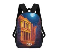 3D-gedruckter Kinderrucksack Petra, Jordan Night View Schulrucksack, Modisch, Lässig, Leicht, Für Schule, Uni Und Reisen 17inch
