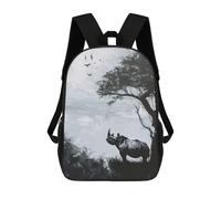 3D-gedruckter Kinderrucksack Rhino Silhouette Schulrucksack, Modisch, Lässig, Leicht, Für Schule, Uni Und Reisen 17inch