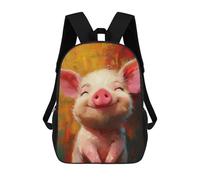 3D-gedruckter Kinderrucksack Smiling Happy Pig Schulrucksack, Modisch, Lässig, Leicht, Für Schule, Uni Und Reisen 17inch