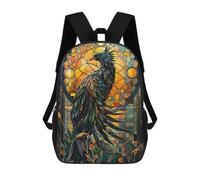 3D-gedruckter Kinderrucksack Stained Glass Phoenix Schulrucksack Mit Hohem Fassungsvermögen, Reiserucksack Für Jungen, Grund- Und Mittelschüler 17inch