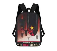 3D-gedruckter Schulrucksack Für Kinder Beware The Red Death Schultaschen Mit Hohem Fassungsvermögen, Reise- Und Schulrucksäcke Für Kinder/Schüler/Erwachsene 17inch