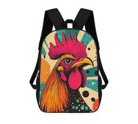 3D-gedruckter Schulrucksack Für Kinder Retro Rooster Illustration Vibrant Rooster Striking Pop Art Farm Animal Print Schultaschen Mit Hohem Fassungsvermögen, Reise- Und Schulrucksäcke Für Kinder/Sch