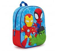 3D-Kinderrucksack Spidey und seine erstaunlichen Freunde für Kinder, Schulrucksack in Blau und Rot mit Relief, Seitentasche, verstellbare Träger, offizielles Lizenzprodukt, Einheitsgröße