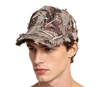 3D Leafy Camouflage Hat - Quick Dry Wide Brim Outdoor Sun Cap, Leaf-Inspired Camouflage Outdoor Hat with Quick-Dry Breathable Fabric, Wide Brim Sun Protection, Soft Top Baseball Cap Style for Camping