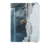 3D-Marmor-Loch-Wasserfall-Leder, dekorativer Reisepasshalter, Impfhülle, Schutzhülle, Reisepasshülle, leicht, 3D-Marmorloch-Wasserfall, 1 size