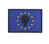 3D Rubber Patch Europa EU 5 x 7,3 cm Punisher Blau Tactical Militär Abzeichen für Rucksack Kleidung & Gear