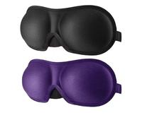 3D-Schlafmaske, Augenklappe, Augenabdeckung, weich, tragbar, für Reisen, Entspannung, Schlafhilfe, Augenklappe, Schattierung, Augenbinde, Augenmaske, Schwarz und Lila, 2 Stück