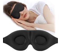 3D Schlafmaske für Seitenschläfer - Atmungsaktive lichtblockierende Schlafbrille mit verstellbaren Band - Schlaf Reise Augenmaske - Für Frauen & Männer (Schwarz)