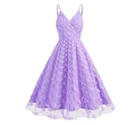 3D-Schmetterlings-Applikation, Tüll, Ballkleider für Damen, Spaghettiträger, V-Ausschnitt, Cocktail-Partykleid, formelle Hochzeit, Abendkleid, violettfarbener schmetterling, Klein