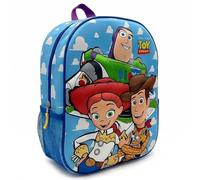 3D Toy Story Kinderrucksack mit Buzz Lightyear Prägung, Woody und Jessie, Seitentasche aus Netzstoff und Reißverschluss, Einheitsgröße, ideal für Kindergarten und Schule