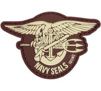 3D US Navy Seals PVC Emblem patch Aufnäher, Klett, Navy Seals (braun)