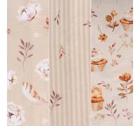 3er Bundle Baumwollstoff gemustert (je 50 x 135 cm / beige/creme/rosé)